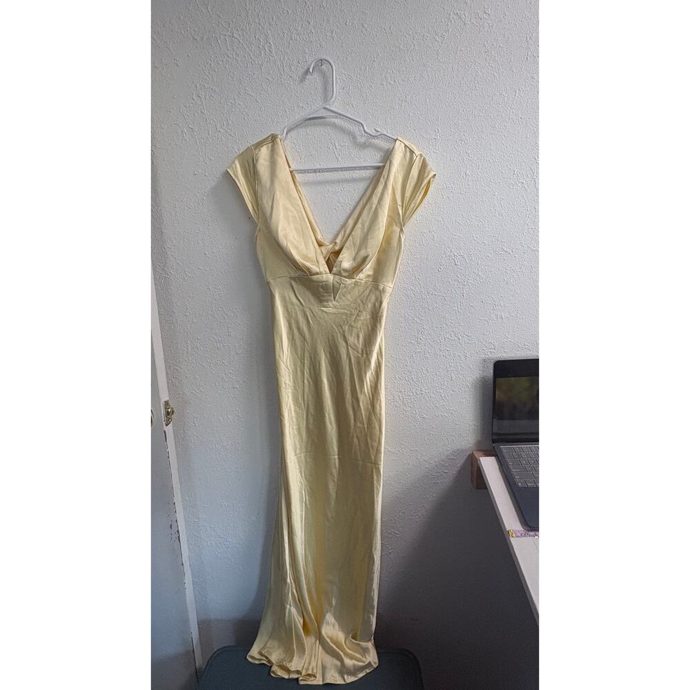 Halfisland Satin Maxi Dress – Champagne Yellow – Size S